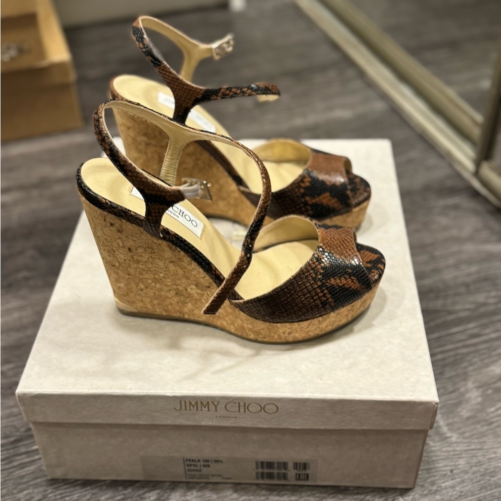 Jimmy Choo Brown Wedge Sandals